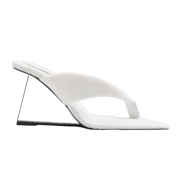 Good American Wedge White Terry Sandals - Picture 5 of 13